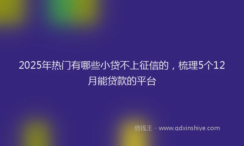 2025年热门有哪些小贷不上征信的，梳理5个12月能贷款的平台