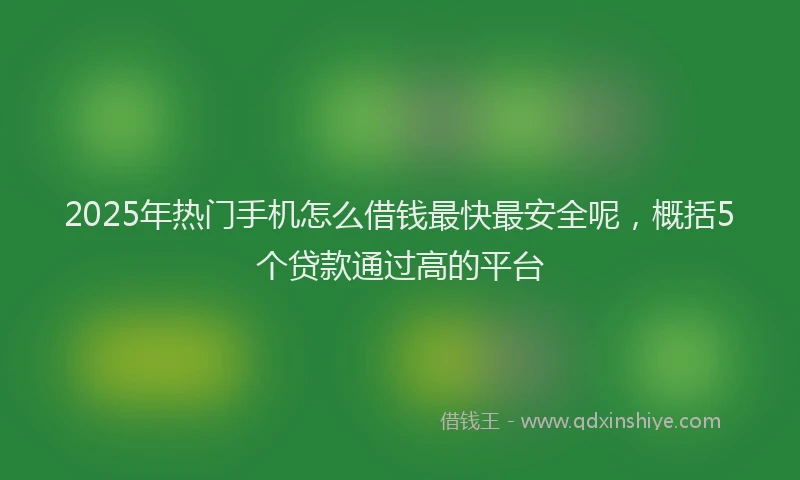 2025年热门手机怎么借钱最快最安全呢，概括5个贷款通过高的平台