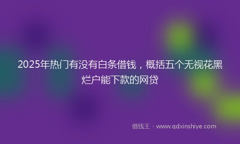 2025年热门有没有白条借钱，概括五个无视花黑烂户能下款的网贷