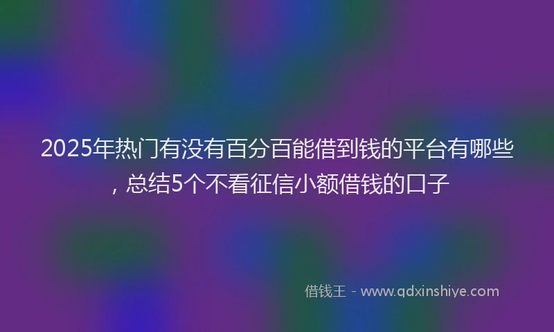 2025年热门有没有百分百能借到钱的平台有哪些，总结5个不看征信小额借钱的口子