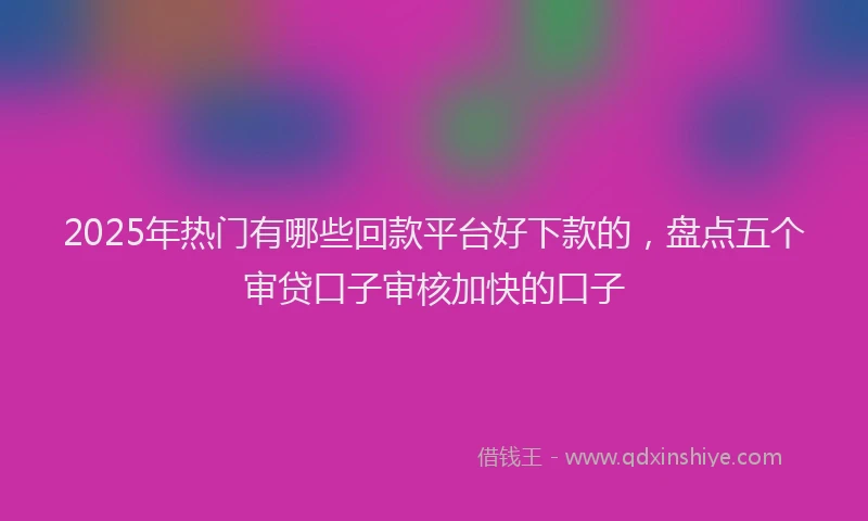 2025年热门有哪些回款平台好下款的，盘点五个审贷口子审核加快的口子