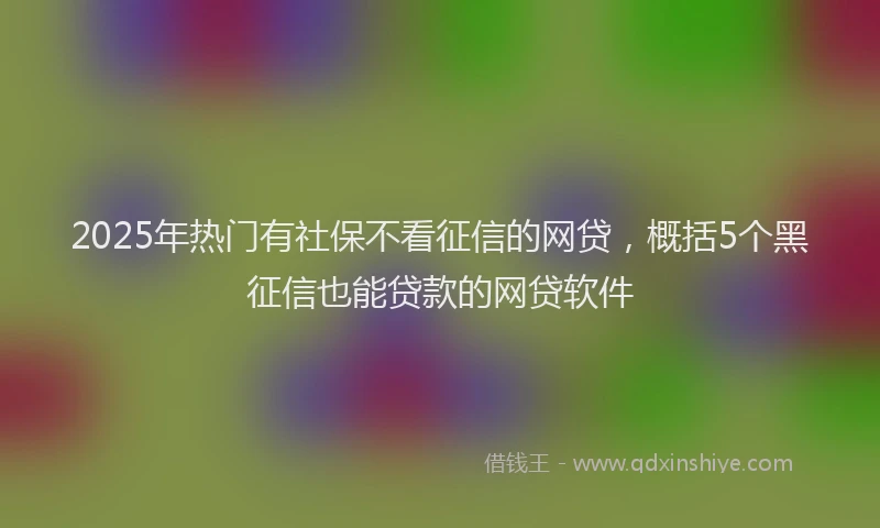 2025年热门有社保不看征信的网贷，概括5个黑征信也能贷款的网贷软件