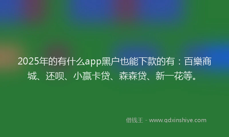 2025年的有什么app黑户也能下款的有：百樂商城、还呗、小赢卡贷、森森贷、新一花等。