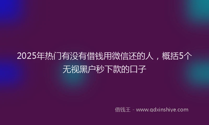 2025年热门有没有借钱用微信还的人，概括5个无视黑户秒下款的口子