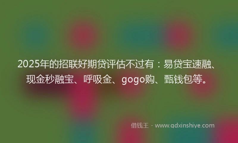 2025年的招联好期贷评估不过有：易贷宝速融、现金秒融宝、呼吸金、gogo购、甄钱包等。