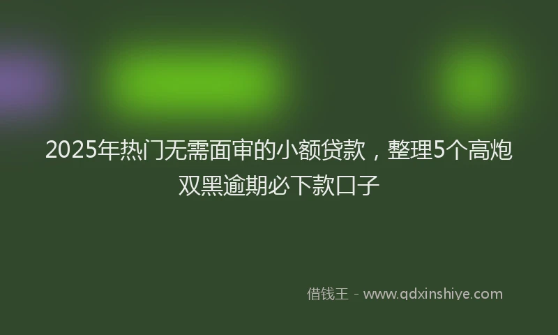 2025年热门无需面审的小额贷款，整理5个高炮双黑逾期必下款口子