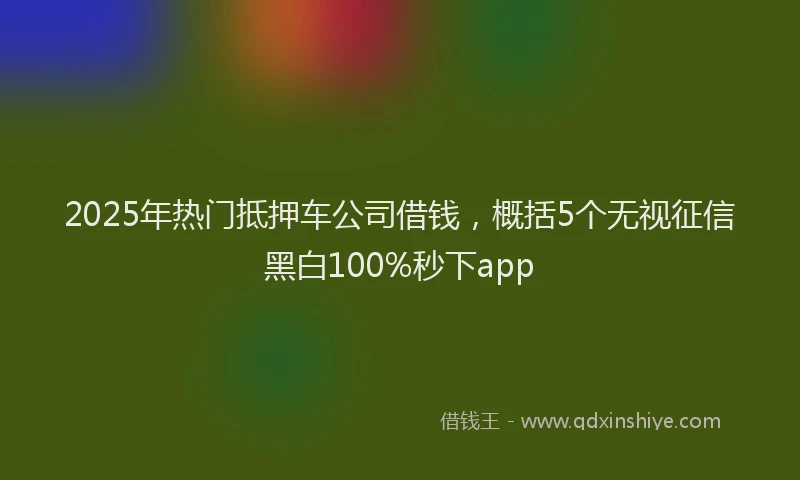 2025年热门抵押车公司借钱，概括5个无视征信黑白100%秒下app