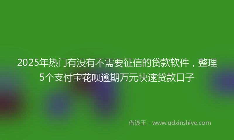 2025年热门有没有不需要征信的贷款软件，整理5个支付宝花呗逾期万元快速贷款口子