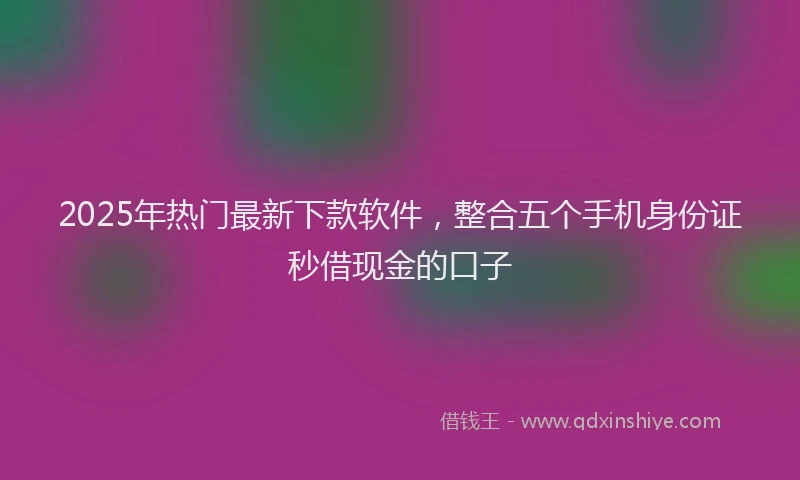 2025年热门最新下款软件，整合五个手机身份证秒借现金的口子