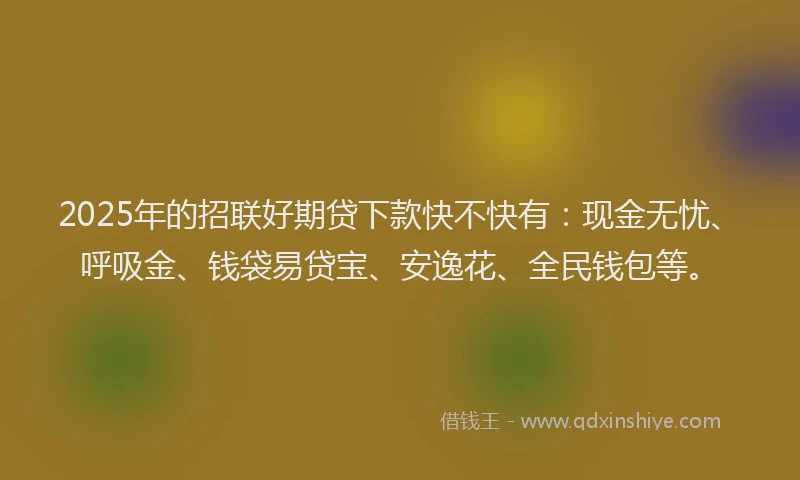2025年的招联好期贷下款快不快有：现金无忧、呼吸金、钱袋易贷宝、安逸花、全民钱包等。