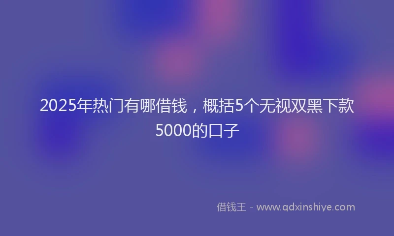 2025年热门有哪借钱，概括5个无视双黑下款5000的口子