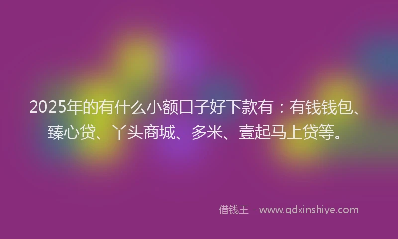 2025年的有什么小额口子好下款有：有钱钱包、臻心贷、丫头商城、多米、壹起马上贷等。