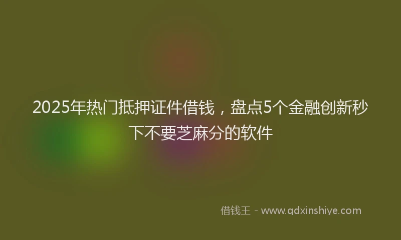 2025年热门抵押证件借钱，盘点5个金融创新秒下不要芝麻分的软件