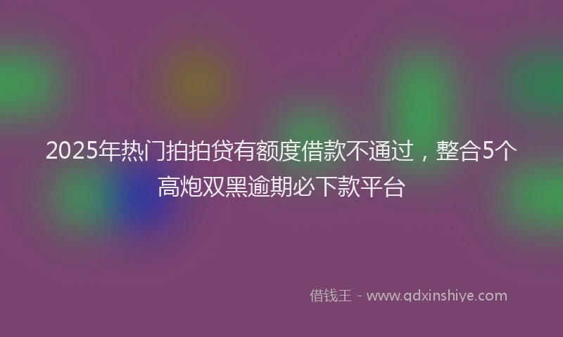 2025年热门拍拍贷有额度借款不通过，整合5个高炮双黑逾期必下款平台