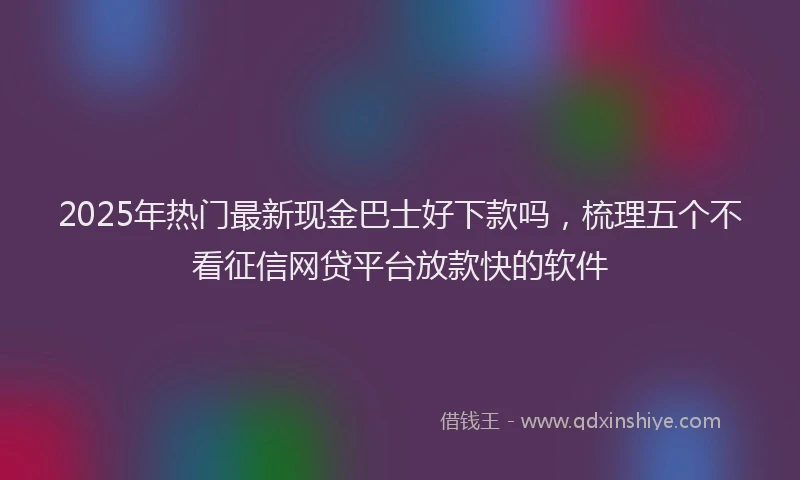 2025年热门最新现金巴士好下款吗，梳理五个不看征信网贷平台放款快的软件