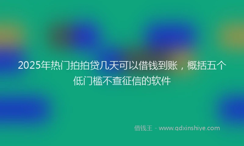 2025年热门拍拍贷几天可以借钱到账，概括五个低门槛不查征信的软件