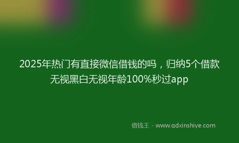 2025年热门有直接微信借钱的吗，归纳5个借款无视黑白无视年龄100%秒过app