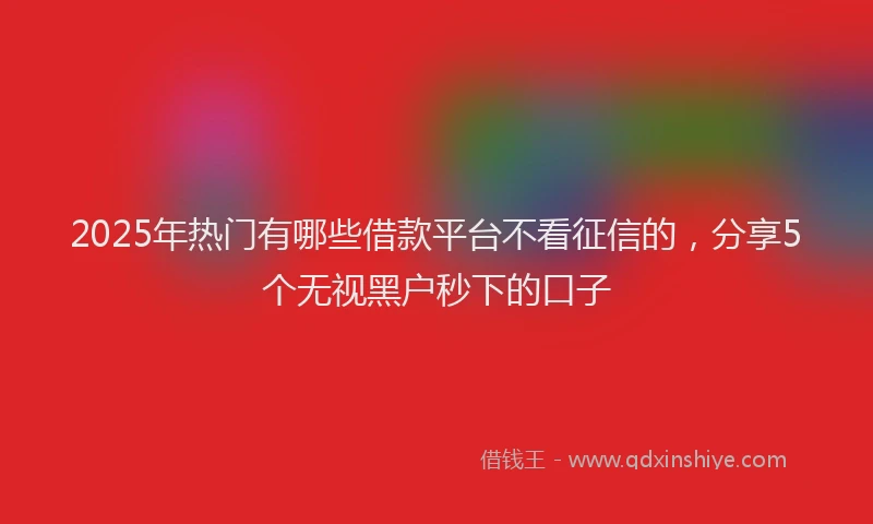 2025年热门有哪些借款平台不看征信的，分享5个无视黑户秒下的口子