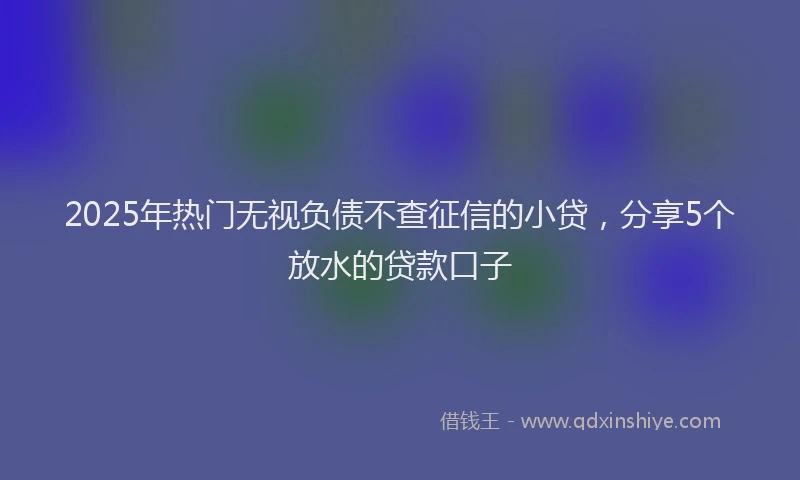 2025年热门无视负债不查征信的小贷，分享5个放水的贷款口子