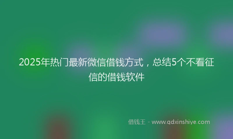 2025年热门最新微信借钱方式，总结5个不看征信的借钱软件