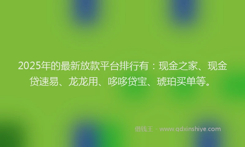 2025年的最新放款平台排行有：现金之家、现金贷速易、龙龙用、哆哆贷宝、琥珀买单等。