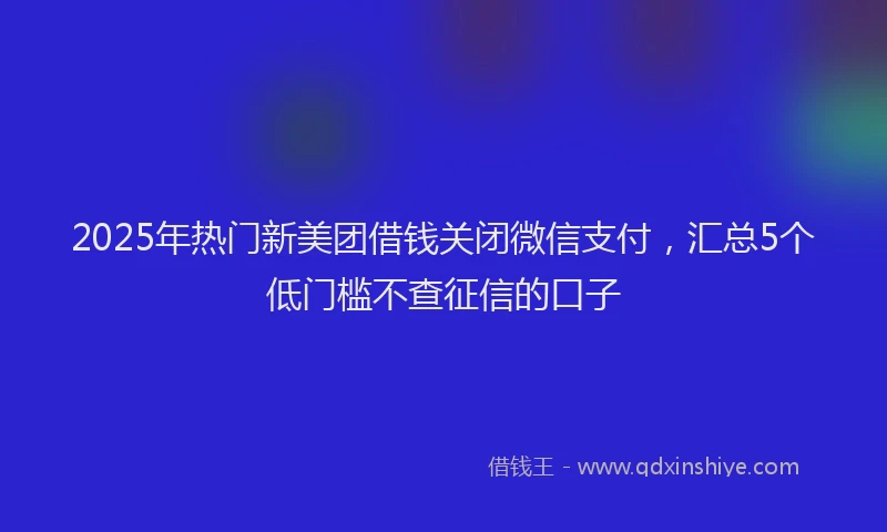 2025年热门新美团借钱关闭微信支付，汇总5个低门槛不查征信的口子