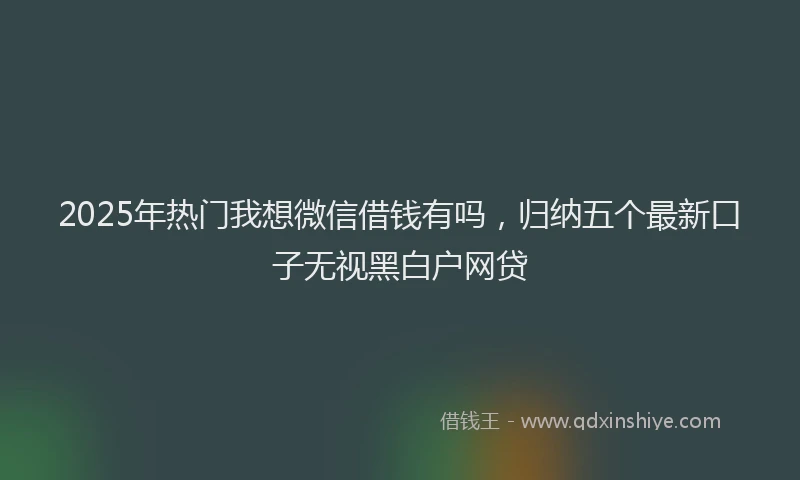 2025年热门我想微信借钱有吗，归纳五个最新口子无视黑白户网贷