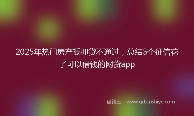 2025年热门房产抵押贷不通过，总结5个征信花了可以借钱的网贷app