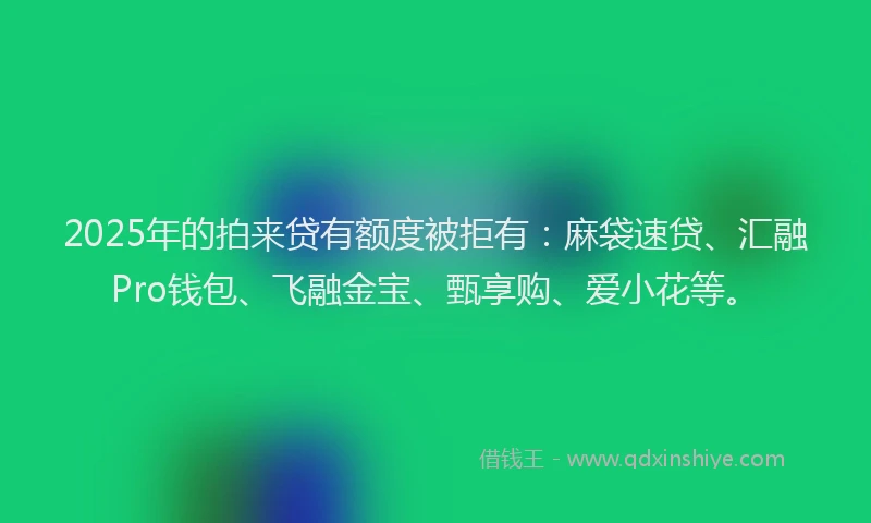 2025年的拍来贷有额度被拒有：麻袋速贷、汇融Pro钱包、飞融金宝、甄享购、爱小花等。