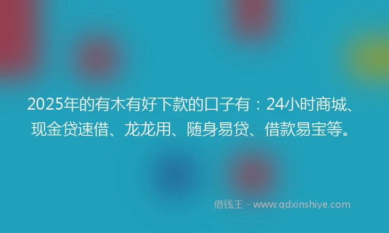 2025年的有木有好下款的口子有：24小时商城、现金贷速借、龙龙用、随身易贷、借款易宝等。