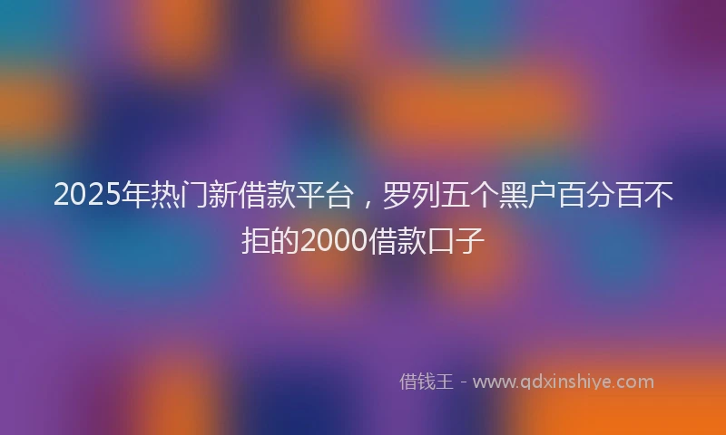 2025年热门新借款平台，罗列五个黑户百分百不拒的2000借款口子