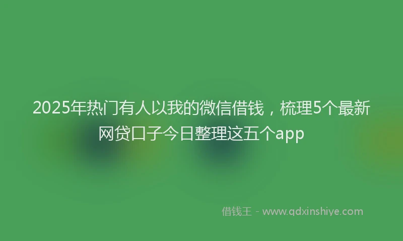 2025年热门有人以我的微信借钱，梳理5个最新网贷口子今日整理这五个app