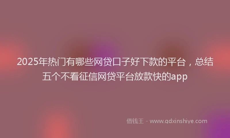 2025年热门有哪些网贷口子好下款的平台，总结五个不看征信网贷平台放款快的app