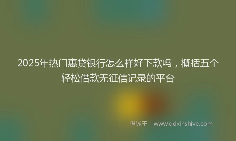 2025年热门惠贷银行怎么样好下款吗，概括五个轻松借款无征信记录的平台