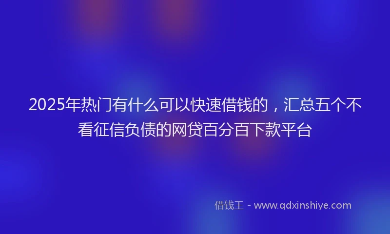 2025年热门有什么可以快速借钱的，汇总五个不看征信负债的网贷百分百下款平台