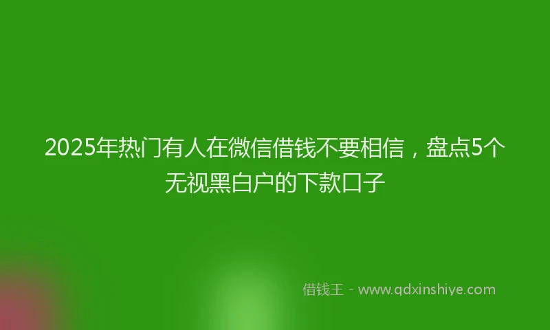 2025年热门有人在微信借钱不要相信，盘点5个无视黑白户的下款口子