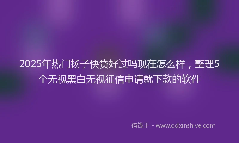 2025年热门扬子快贷好过吗现在怎么样，整理5个无视黑白无视征信申请就下款的软件