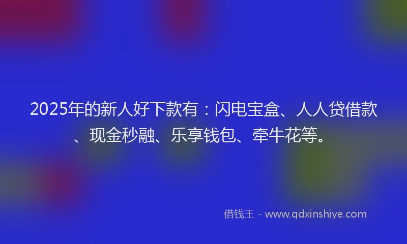 2025年的新人好下款有：闪电宝盒、人人贷借款、现金秒融、乐享钱包、牵牛花等。