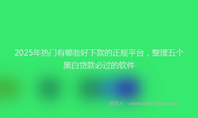 2025年热门有哪些好下款的正规平台，整理五个黑白贷款必过的软件