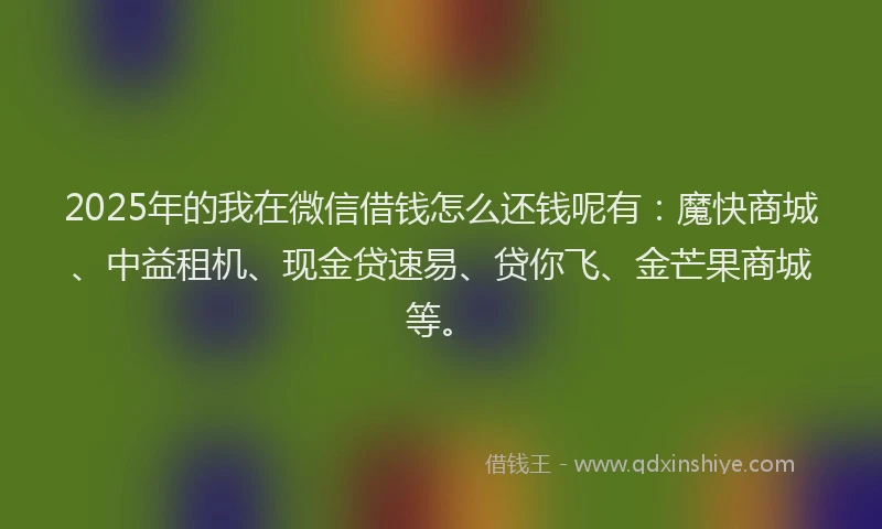2025年的我在微信借钱怎么还钱呢有：魔快商城、中益租机、现金贷速易、贷你飞、金芒果商城等。