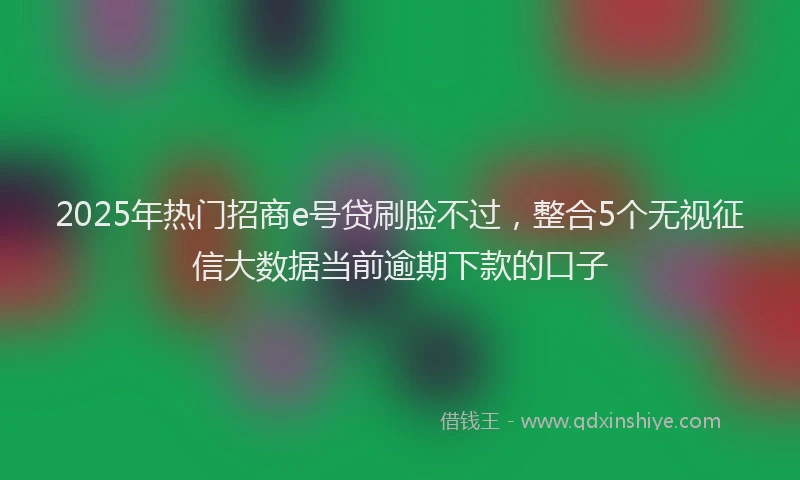 2025年热门招商e号贷刷脸不过，整合5个无视征信大数据当前逾期下款的口子