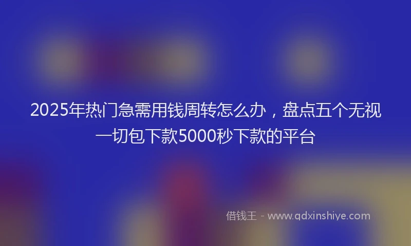 2025年热门急需用钱周转怎么办，盘点五个无视一切包下款5000秒下款的平台