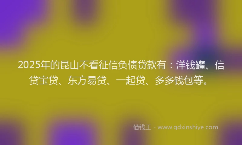 2025年的昆山不看征信负债贷款有：洋钱罐、信贷宝贷、东方易贷、一起贷、多多钱包等。