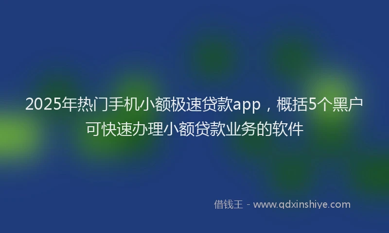2025年热门手机小额极速贷款app，概括5个黑户可快速办理小额贷款业务的软件