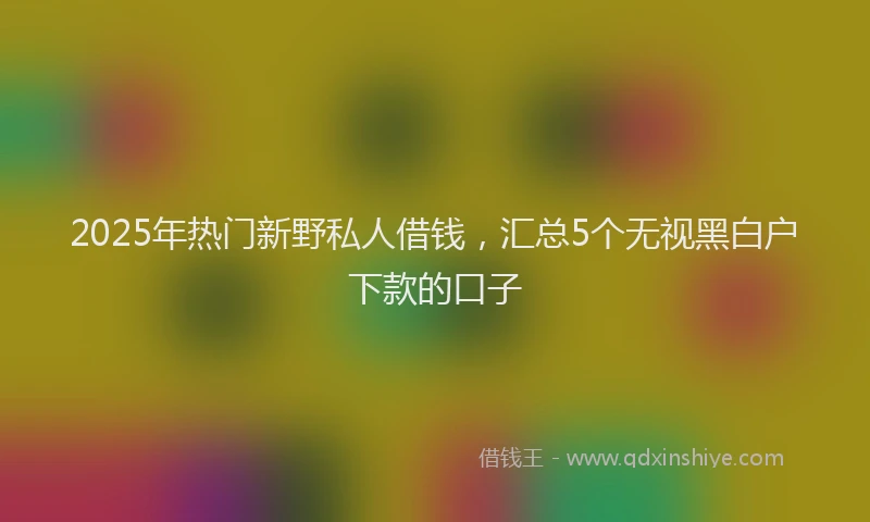2025年热门新野私人借钱，汇总5个无视黑白户下款的口子