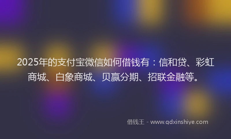 2025年的支付宝微信如何借钱有：信和贷、彩虹商城、白象商城、贝赢分期、招联金融等。