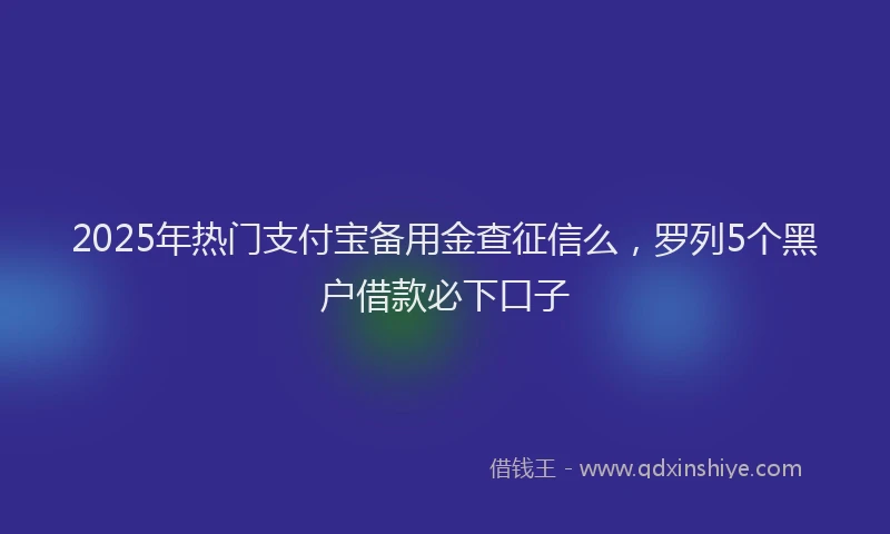 2025年热门支付宝备用金查征信么，罗列5个黑户借款必下口子