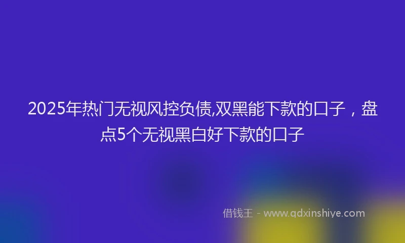 2025年热门无视风控负债,双黑能下款的口子，盘点5个无视黑白好下款的口子