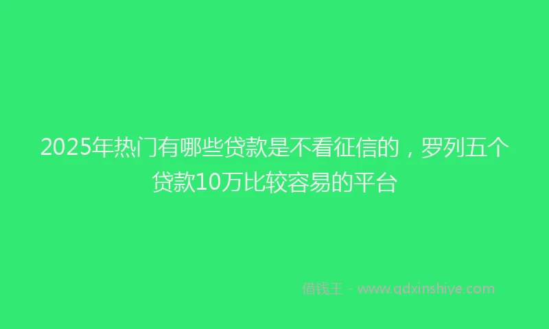 2025年热门有哪些贷款是不看征信的，罗列五个贷款10万比较容易的平台