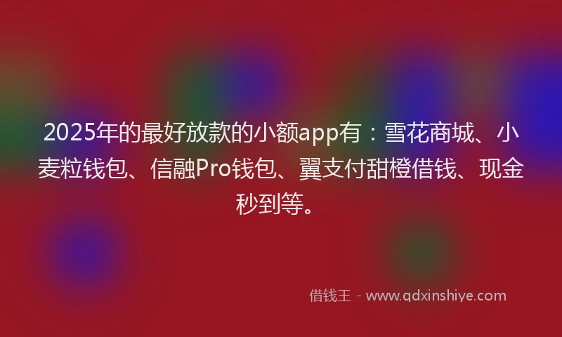 2025年的最好放款的小额app有：雪花商城、小麦粒钱包、信融Pro钱包、翼支付甜橙借钱、现金秒到等。